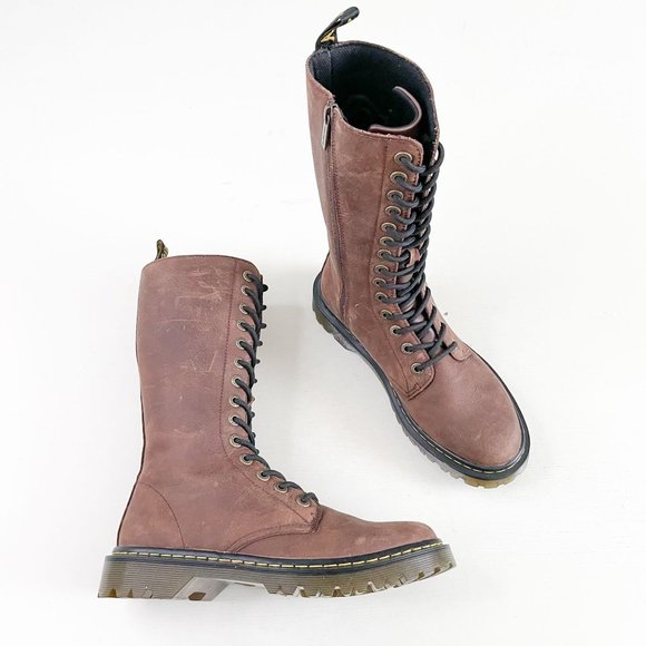 Martens Luana Tall Combat Boots Women's Size Brown Leather